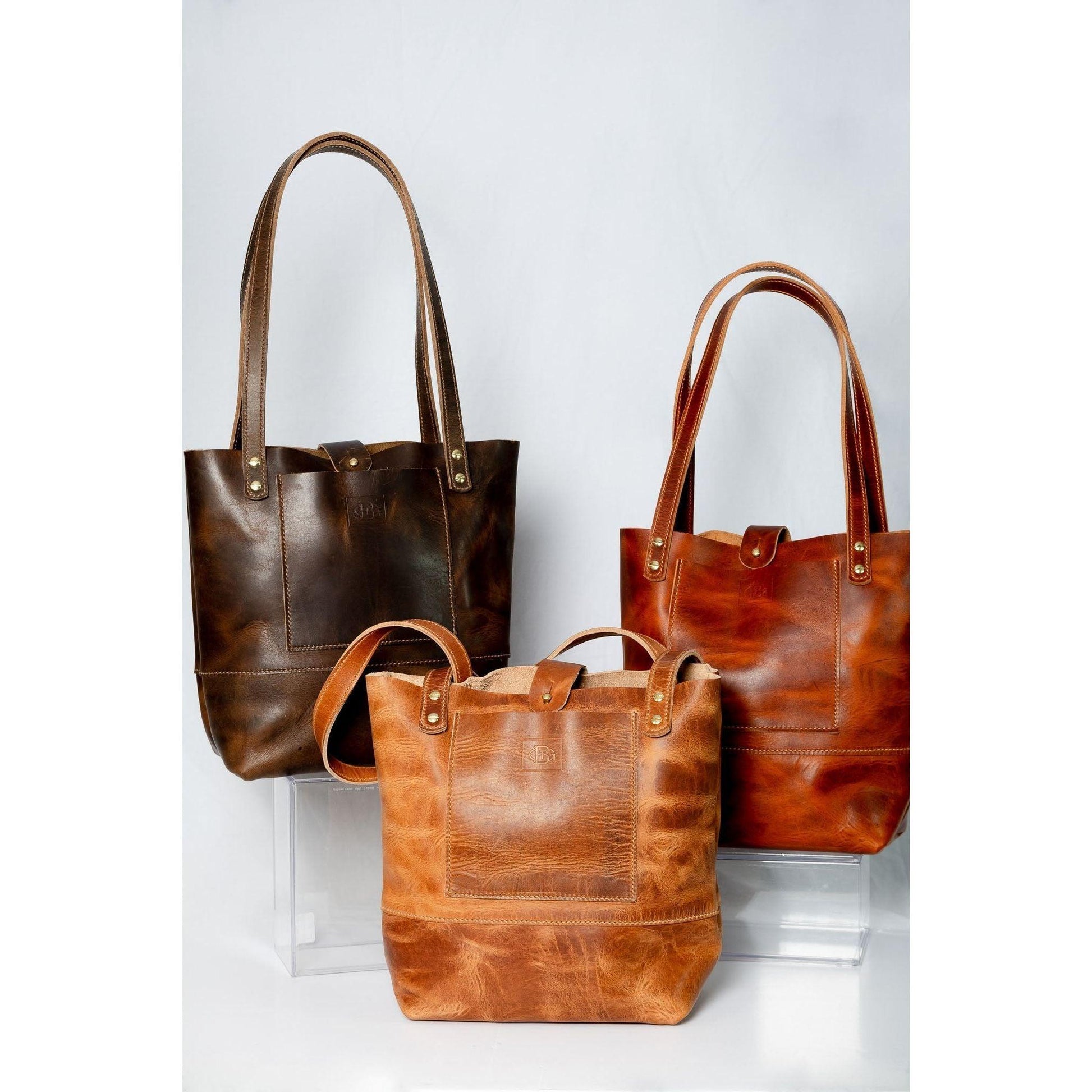 Multiple Brown Leather Luxury Tote Bag