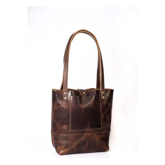 Luxury Leather Tote in Brown Nut