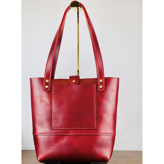 Grayson Travel Tote - Horween Cavalier Leather in London Bus Red - Bluetross Golf