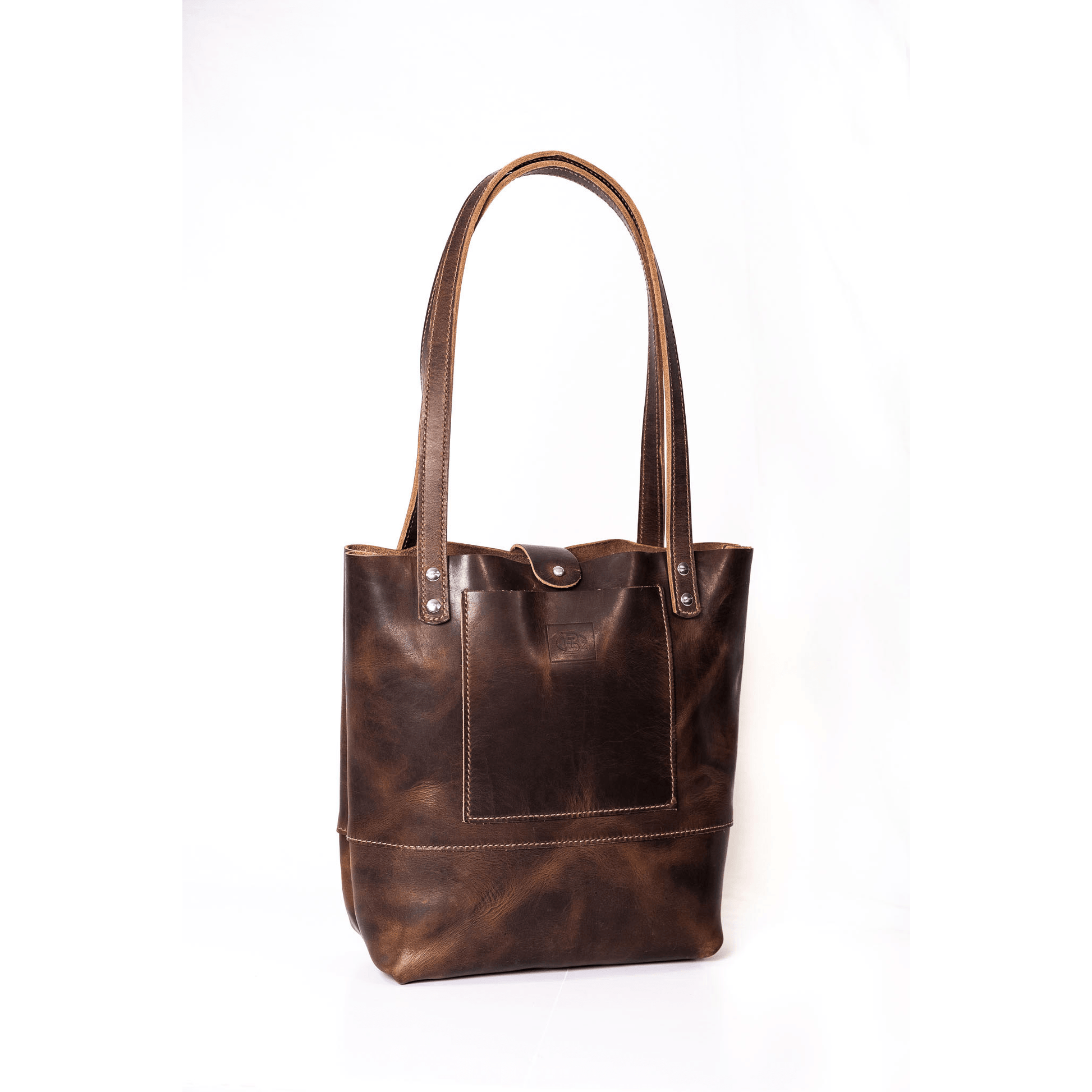 Luxury Leather Tote in Brown Nut