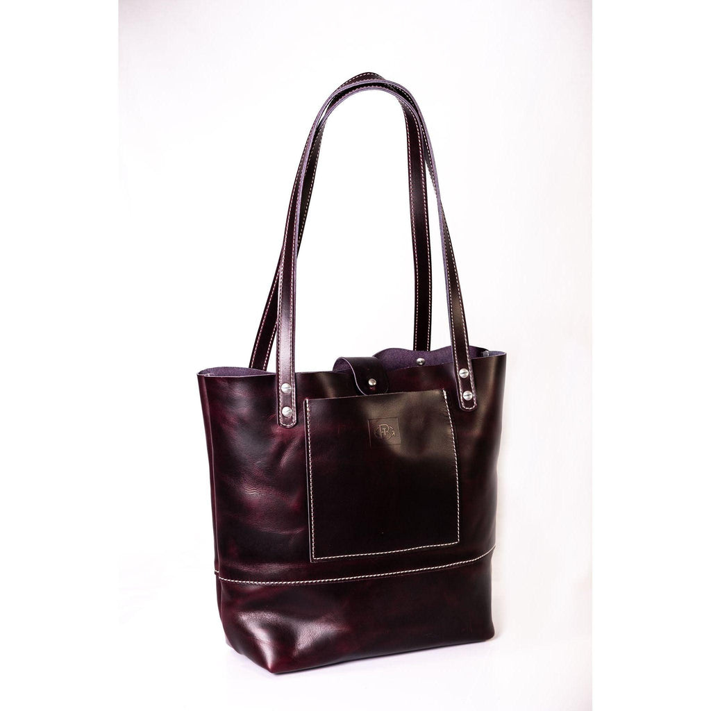 Luxury Leather Tote in Cavalier Plum