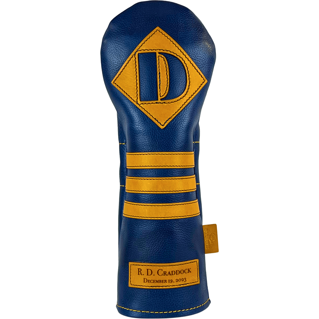 Custom Navy and Yellow Italian Leather Headcover