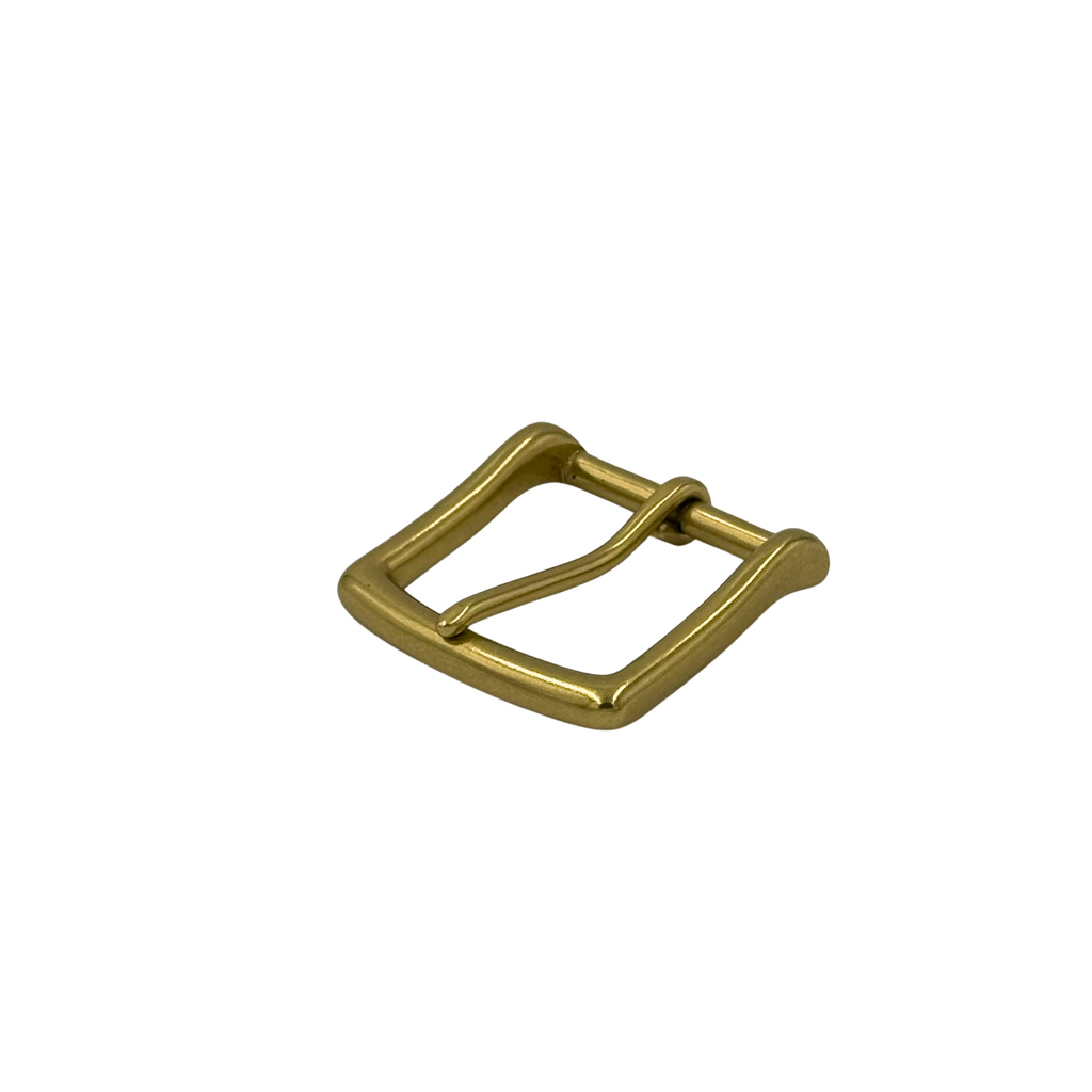 Solid Brass Heel Bar Belt Buckle in Natural Brass Finish