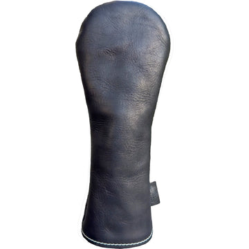 The Mark aka The Streaker in Horween Dublin Leather in black Driver  headcover handcrafted in Charleston, SC Made in the USA front view.