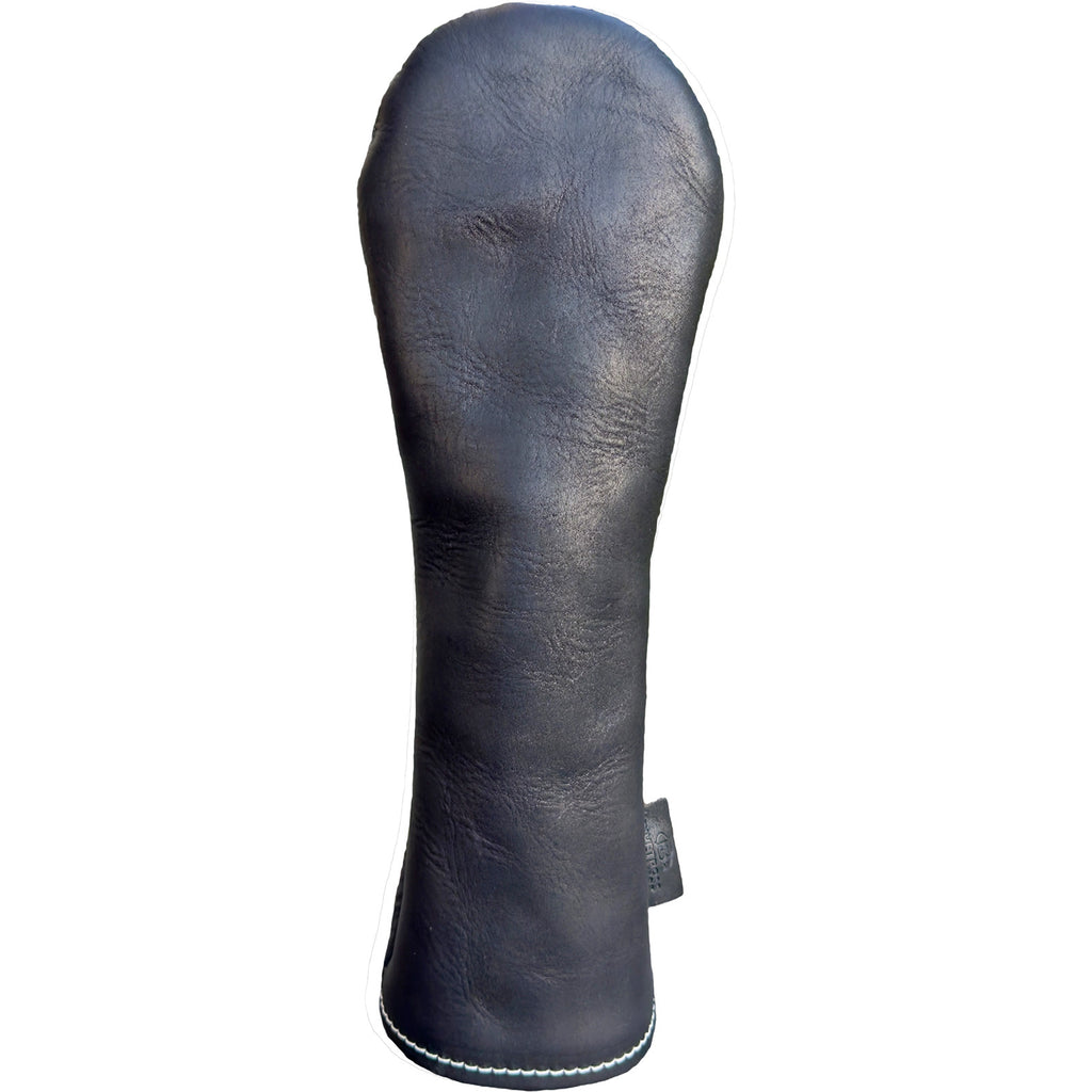The Mark aka The Streaker in Horween Dublin Black Fairway headcover handcrafted in Charleston, SC Made in the USA front view.