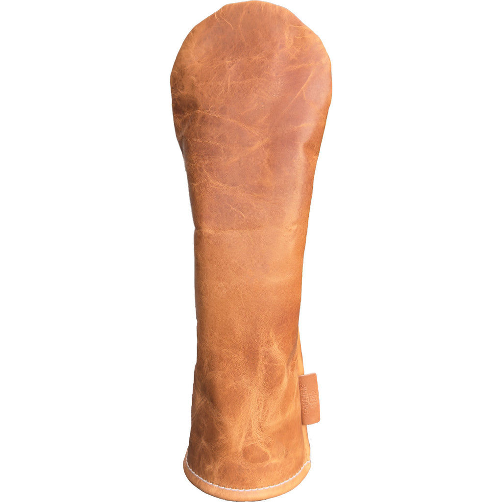 The Mark aka The Streaker in Horween Dublin Natural Fairway headcover handcrafted in Charleston, SC Made in the USA front view.