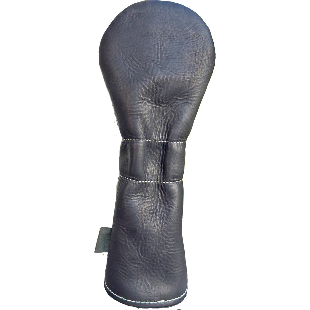 The Mark aka The Streaker in Horween Dublin Leather in black Driver  headcover handcrafted in Charleston, SC Made in the USA back view.