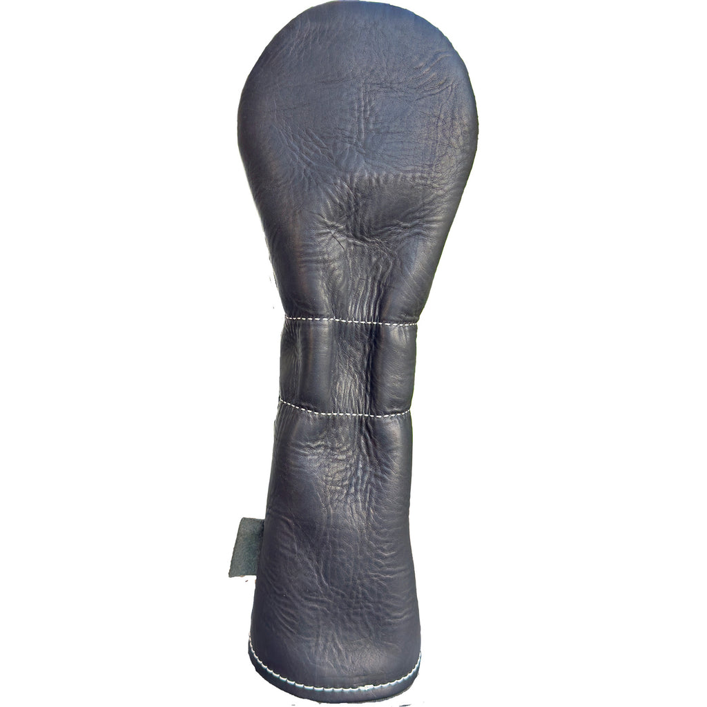 The Mark aka The Streaker in Italian Leather in nero black fairway headcover handcrafted in Charleston, SC Made in the USA back view.