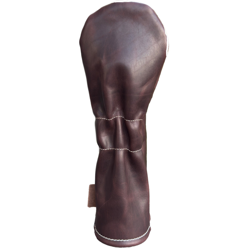 The Mark aka The Streaker in Horween Dublin Plum Fairway headcover handcrafted in Charleston, SC Made in the USA back view.