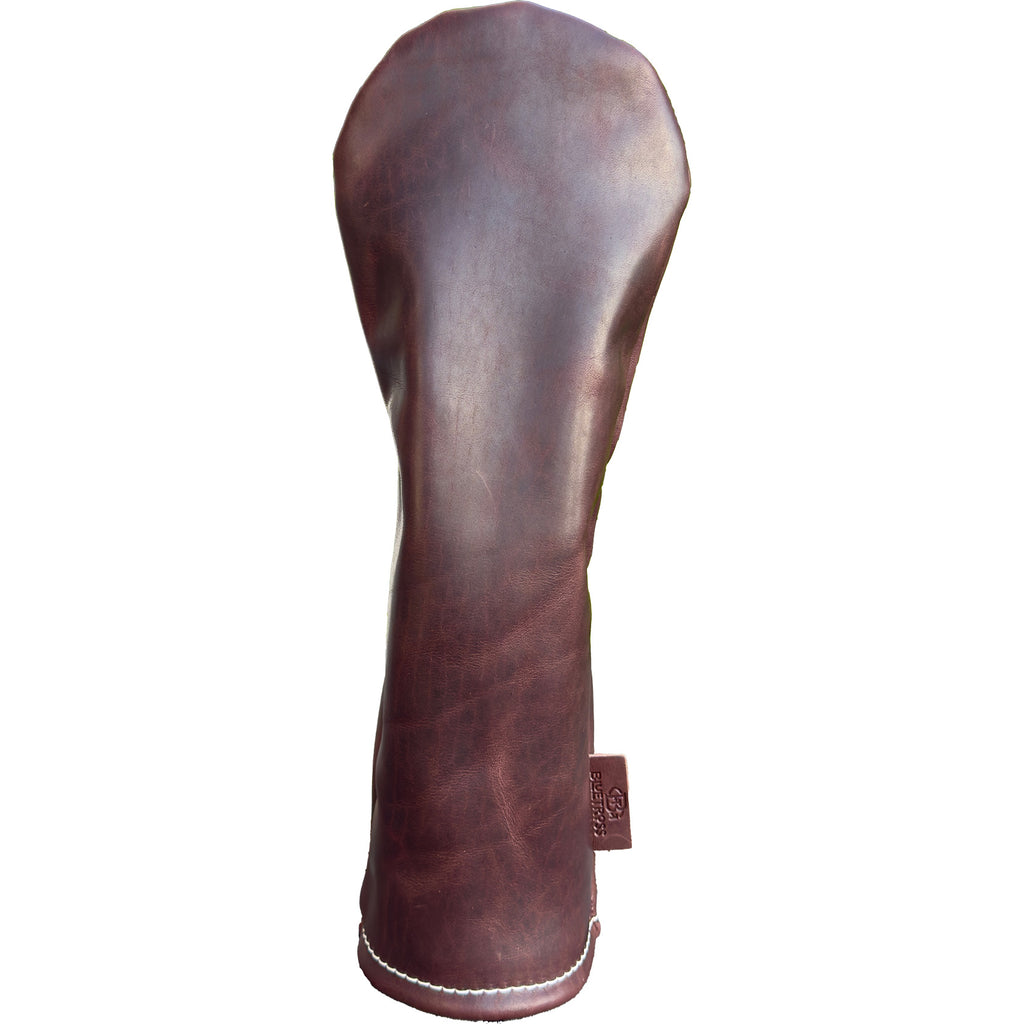 The Mark aka The Streaker in Horween Dublin Plum Fairway headcover handcrafted in Charleston, SC Made in the USA front view.