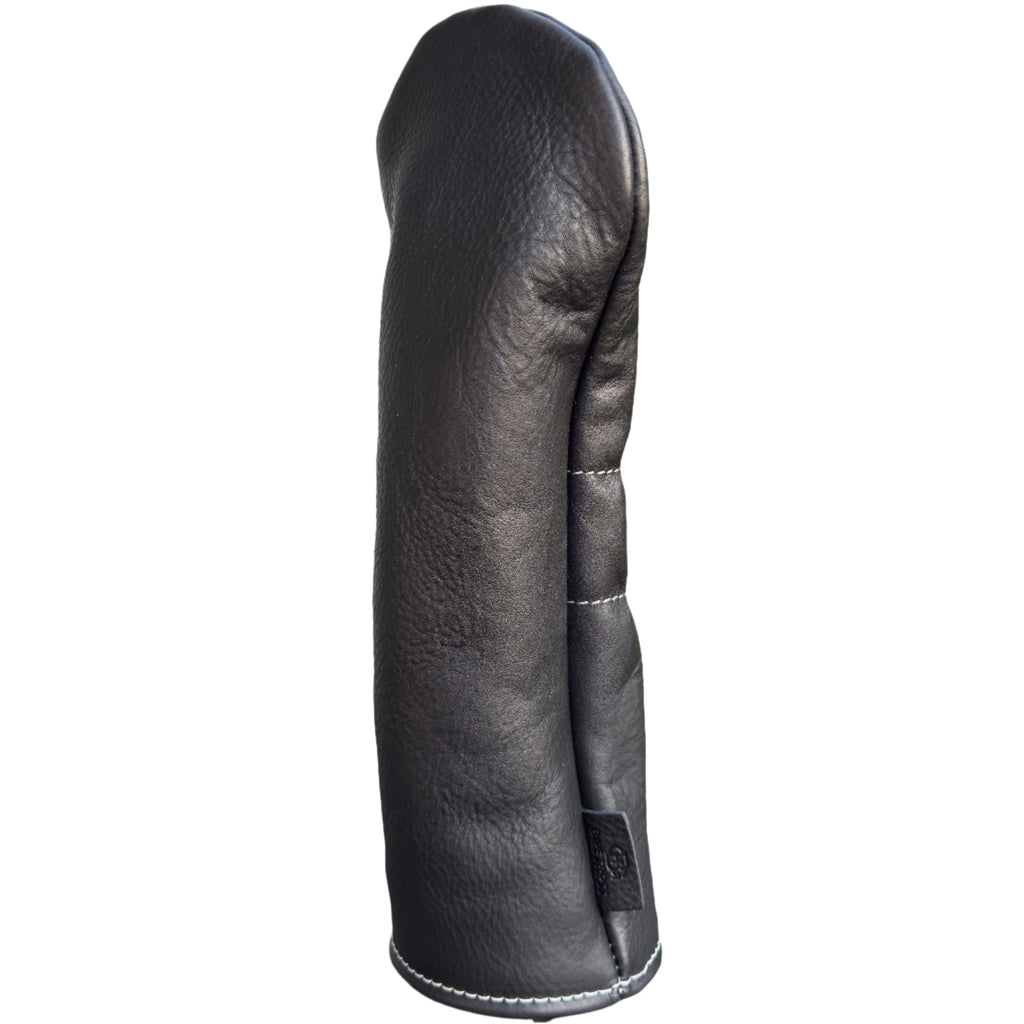 The Mark aka The Streaker in Italian Leather in nero black driver headcover handcrafted in Charleston, SC Made in the USA side  view.