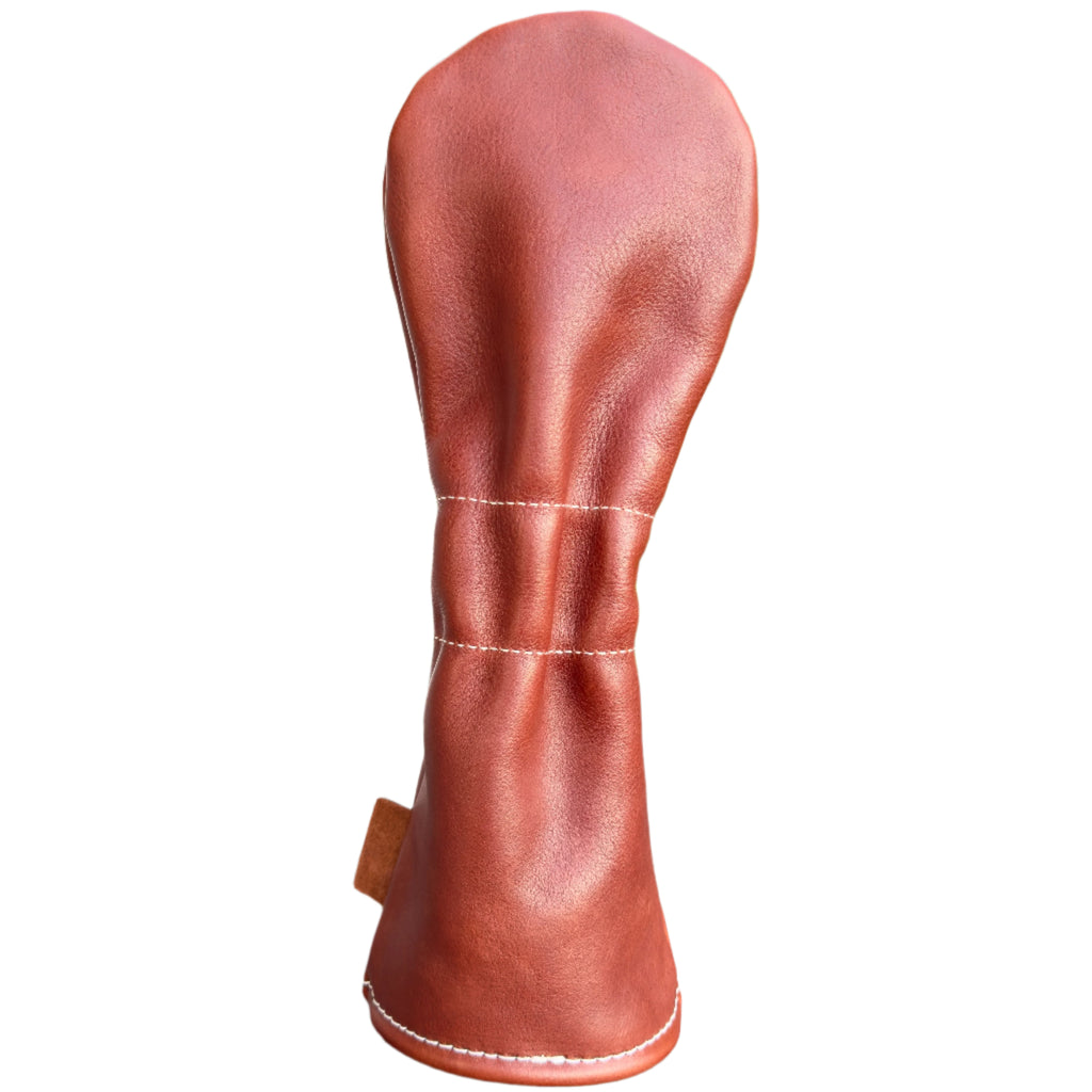 The Mark aka The Streaker driver headcover in siena cognac brown handcrafted in Charleston, SC back view