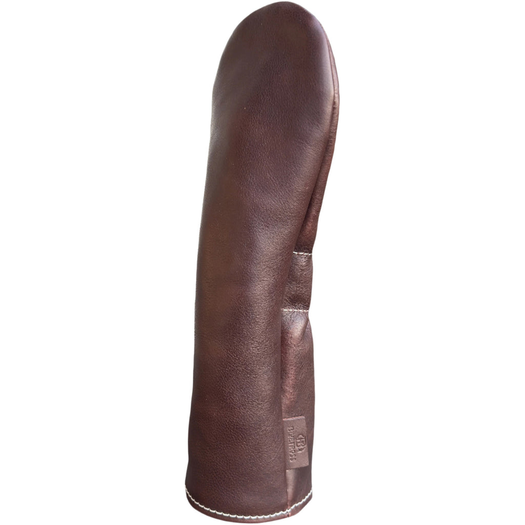 The Mark aka The Streaker in Italian Vachetta Box Leather in Castagna Chocolate Brown Fairway headcover handcrafted in Charleston, SC Made in the USA side view