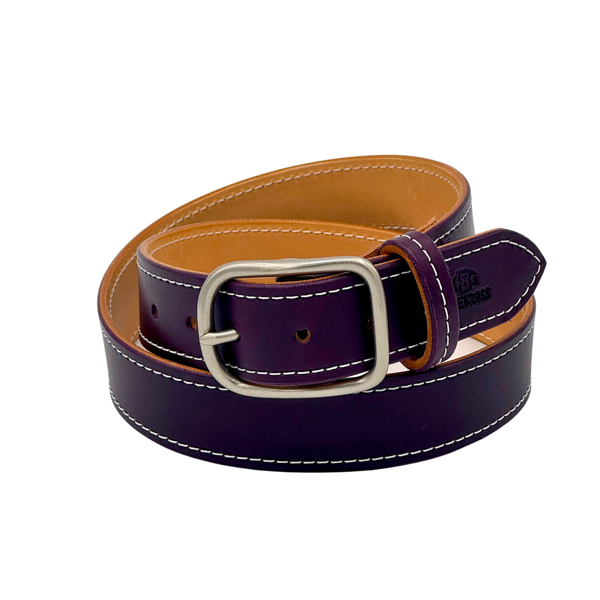 Fairway Signature Belt in premium Italian leather, vibrant Plum color with handcrafted stitching and a classic buckle.