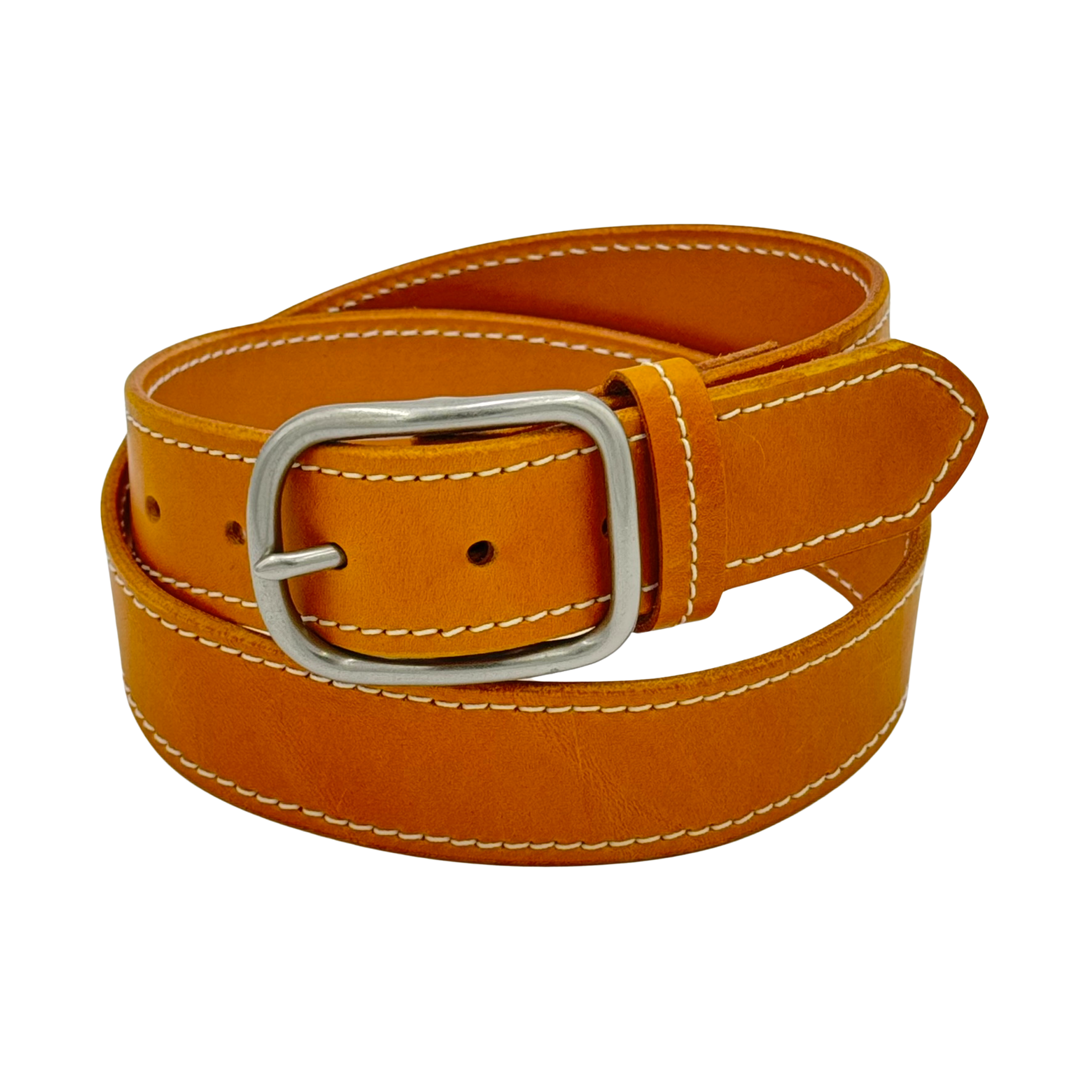 Fairway Signature Belt in premium Italian leather, vibrant yellow color with handcrafted stitching and a classic buckle.